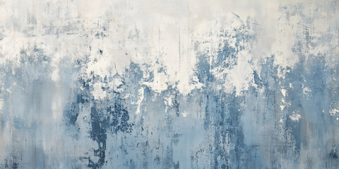 Obraz premium Rustic Textured Wall with Color-Washed Technique in Winter Wonderland Palette: Snowy Blue, Icy Silver, and Crystal White