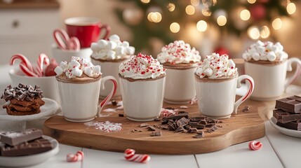 Peppermint Mocha Delight: Indulge in the festive flavors of the season with this inviting image of a delicious peppermint mocha drink, topped with whipped cream and candy canes.