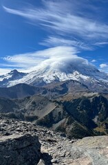 Lenticular Cloud Over Snow Capped Mount Rainier 