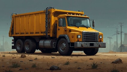 8-bit pixel art dump truck for gaming.