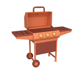 3d barbecue gas grill. Charcoal grill. 3d rendering