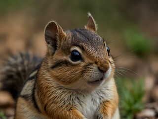 Obraz premium Adorable chipmunk close-up.