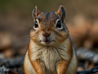 Adorable chipmunk close-up.