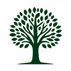 Obraz premium Stylized tree logo design with leaves in green color representing life and nature 