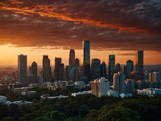 Fototapeta premium City skyline at sunset.