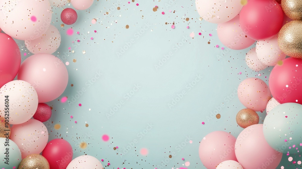 Wall mural colorful celebration balloons for a festive party atmosphere with sparkling background