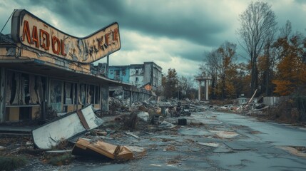 Obraz premium A Ruined Building With a 