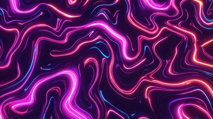 Abstract Neon Lines Swirling On Purple Background
