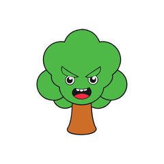 Expressive angry tree character cartoon illustration, perfect for campaigns, branding, and t-shirt designs. This nature-inspired graphic icon adds bold, memorable charm to any project.