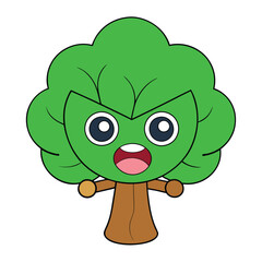 Expressive angry tree character cartoon illustration, perfect for campaigns, branding, and t-shirt designs. This nature-inspired graphic icon adds bold, memorable charm to any project.