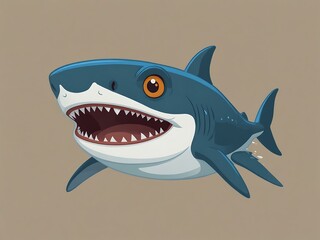 Cute shark cartoon illustration.