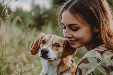 Generate a captivating and nature-inspired Facebook cover photo with green background nature with dog