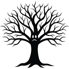 Obraz premium Black Silhouette of a Bare Tree with Branches