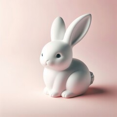 Fototapeta premium Easter background, One Great Bunny made of white porcelain on a plain background, a minimum of details, plenty of space for writing.