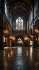 Obraz premium Fantasy medieval Great Hall in a royal palace.