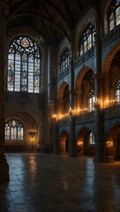 Obraz premium Fantasy medieval Great Hall in a royal palace.