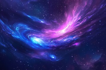 Cosmic Nebula with Swirling Colors and Stars