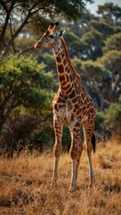 Obraz premium Giraffe in its natural habitat.