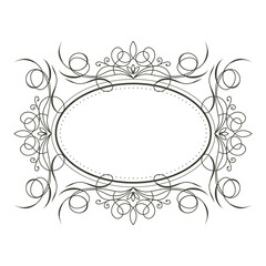 Elegant Calligraphic Vintage Frame with Floral Ornaments. Isolated vector Design