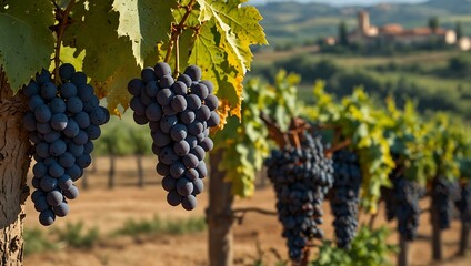 Fototapeta premium Grapes in the Tuscan landscape.