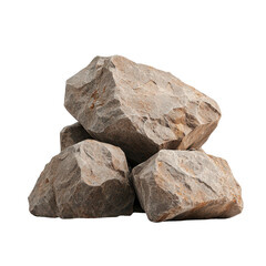 Obraz premium Rock formations arranged in a natural pile, isolated on a white background. transparent background.