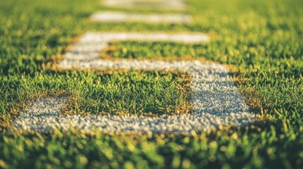 Close-up of a white line on a green field.