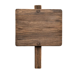 Wooden sign on a stick, isolated on a white background. transparent background.