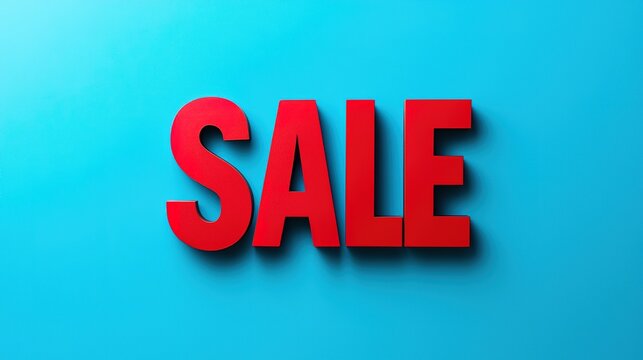 Bright red letters spelling "SALE" on a vibrant blue background, conveying a sense of urgency and excitement for discounts or special offers.