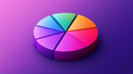 Obraz premium Vibrant 3D Pie Chart on Gradient Background