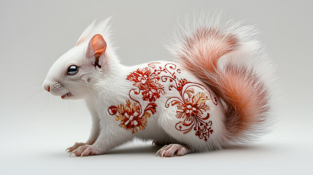 Amazing decoration of a squirl with abstract ornaments and symbols. Abstract pickture of a squirl standing to take part in chrystmass celebration. New year squirl. Leadership, wyse and trust consept.