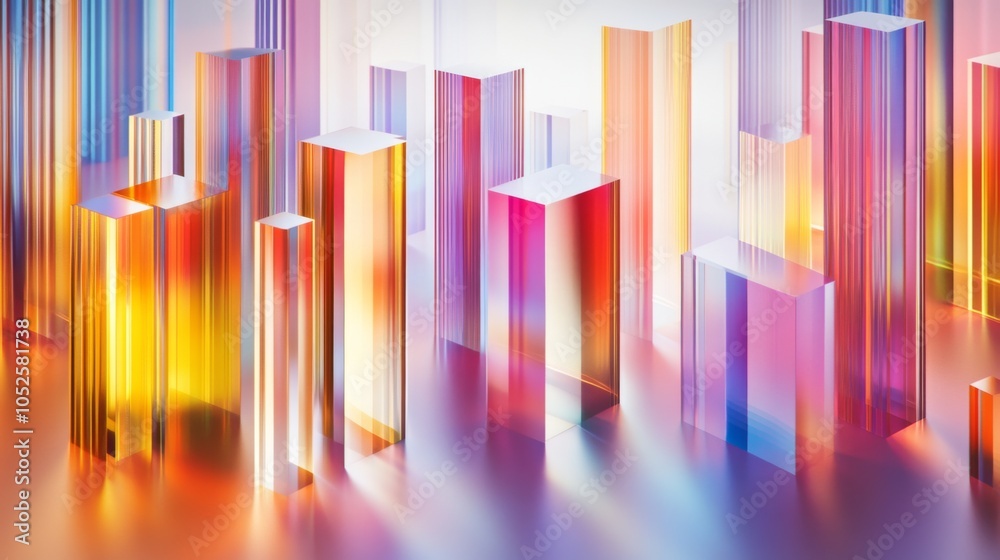 Poster vibrant abstract structures with colorful reflections