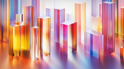 Obraz premium Vibrant Abstract Structures with Colorful Reflections