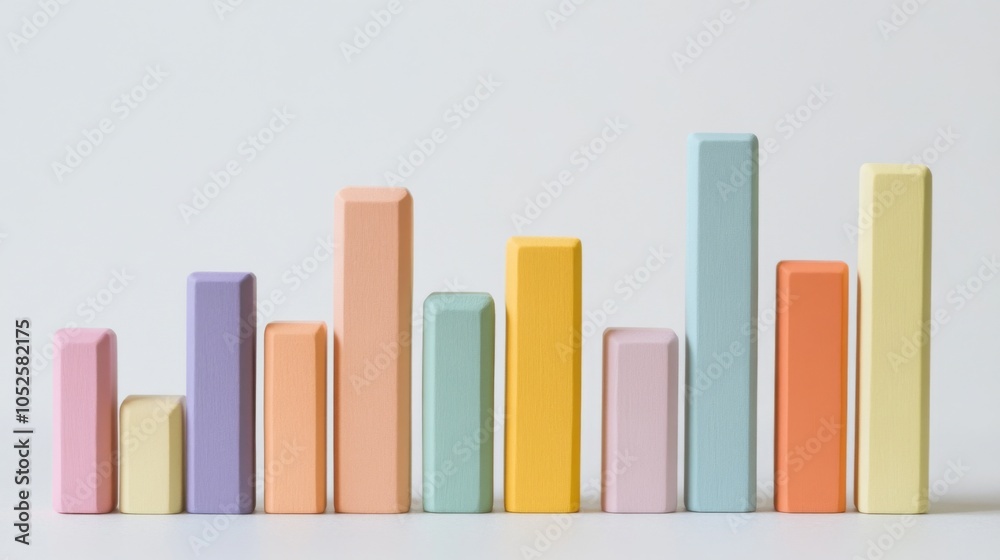 Poster colorful stacked blocks representing data trends