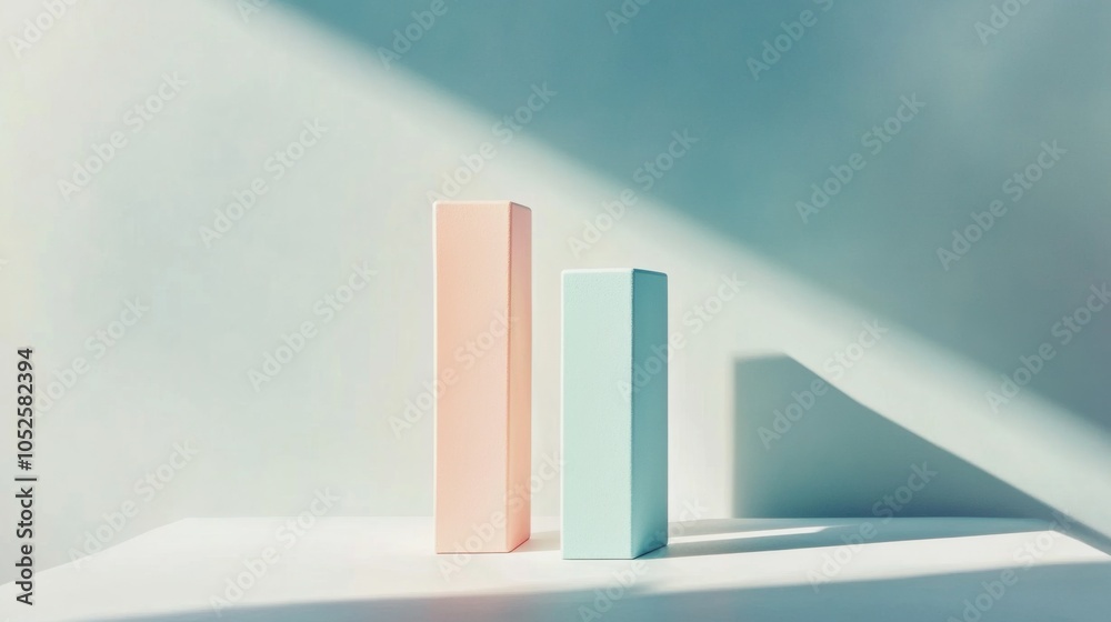 Poster minimalist geometric shapes with soft colors and shadows