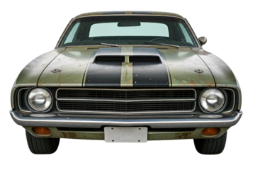 vintage muscle car on white background