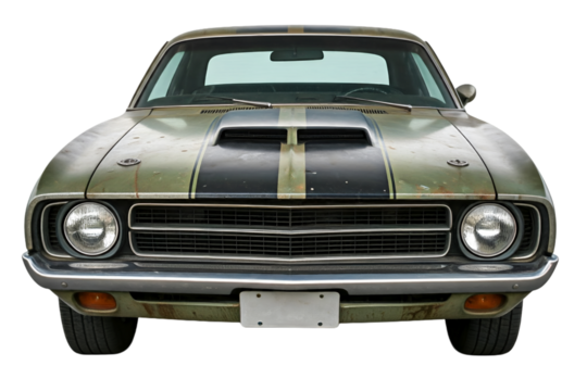 vintage muscle car on white background