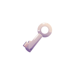 Key vector icon, cartoon retro silver key, locking, unlocking tool, password and login game props, secret secure symbol