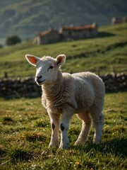 Obraz premium Lamb in a picturesque setting.