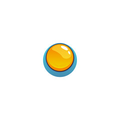 Vector icon of a shiny yellow game button in cartoon style on a white background.