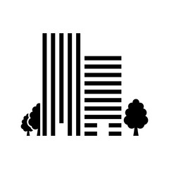 Building icon. Black silhouette. Front view. Vector simple flat graphic illustration. Isolated object on white background. Isolate.