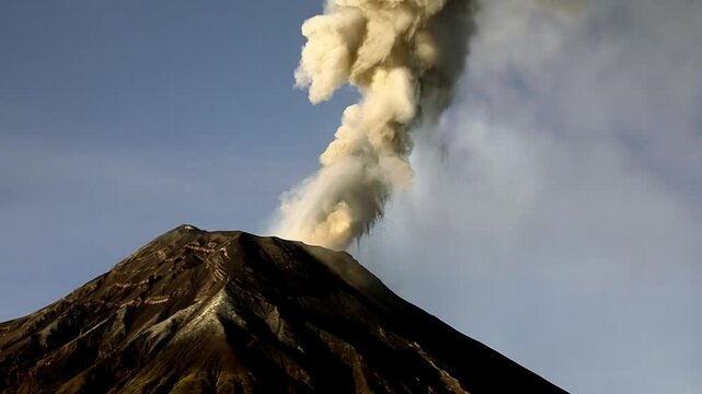 Tungurahua volcano eruption in the andes mountains of Ecuador, South  Amercia.