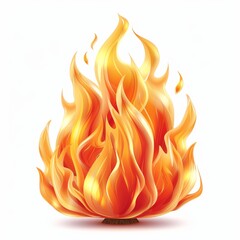 A traditional fire symbol with realistic flames and a classic look, set on a white background