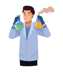 scientist woman with glassware laboratory