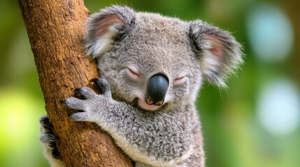 Obraz premium A cute koala bear relaxing on a tree branch in its natural habitat.