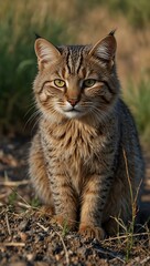 Obraz premium Pampas cat in a natural setting.
