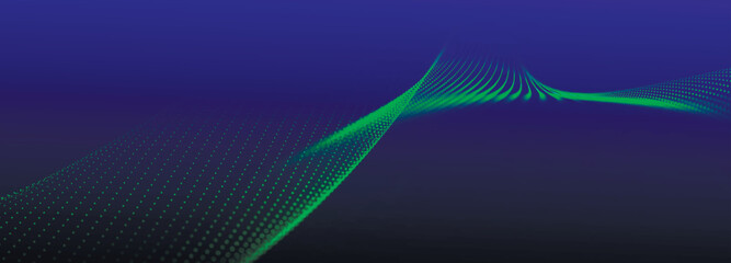 Digital technology background. Dynamic wave of glowing points. Futuristic background for presentation design. 3d Widescreen. Vector illustration.