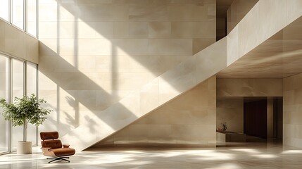 Obraz premium Modern Minimalist Interior with Natural Light and Shadows