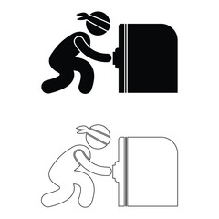 Thief Opening Safe Icon Vector Illustration