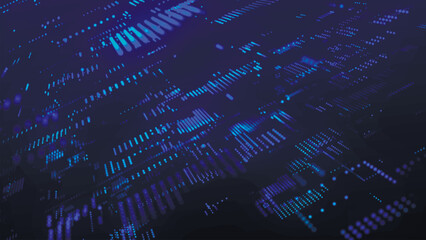 Data flow information. Digital communication concept. Abstract futuristic sci-fi background with particle and line mesh. Big data digital code. Connection and connectivity concept. Vector