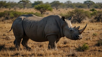 Fototapeta premium Rhinoceros on safari in Kruger Park, South Africa.